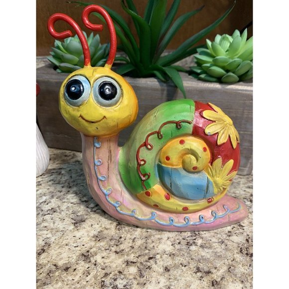 Whimsical Garden SNAIL Resin Statue Lawn Yard Snail Figure Tier Tray B9 - Picture 2 of 4